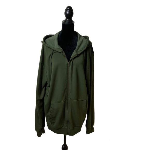 Eddie Bauer Other - EDDIE BAUER Mens Sz Lg Green Supersoft Full Zip Hoodie Easy Care Stretch
